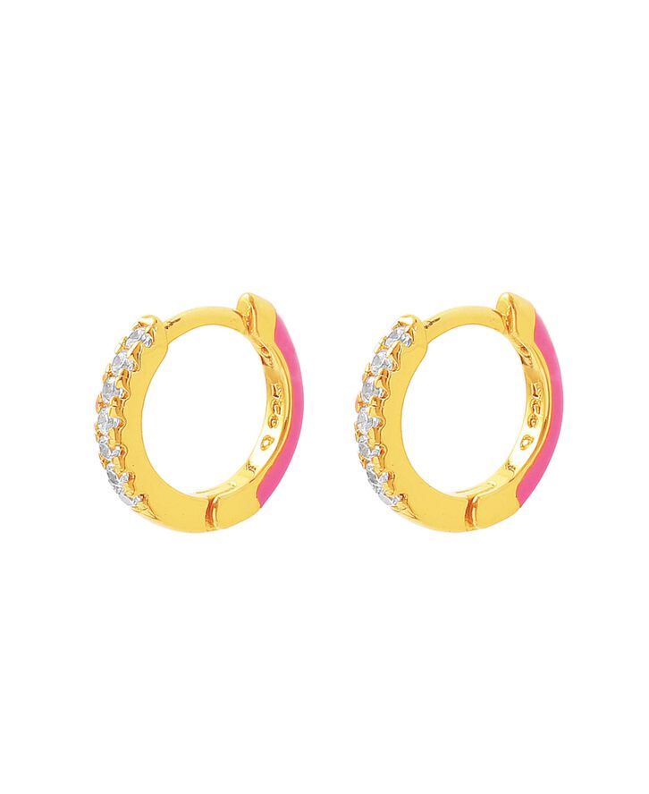 Hultquist Esta pink enamel øreringe Guld