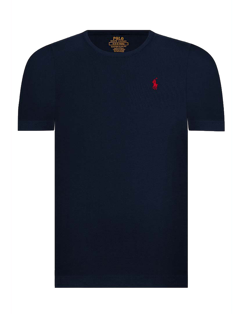 Navy Slim Fit T-Shirt Red Logo