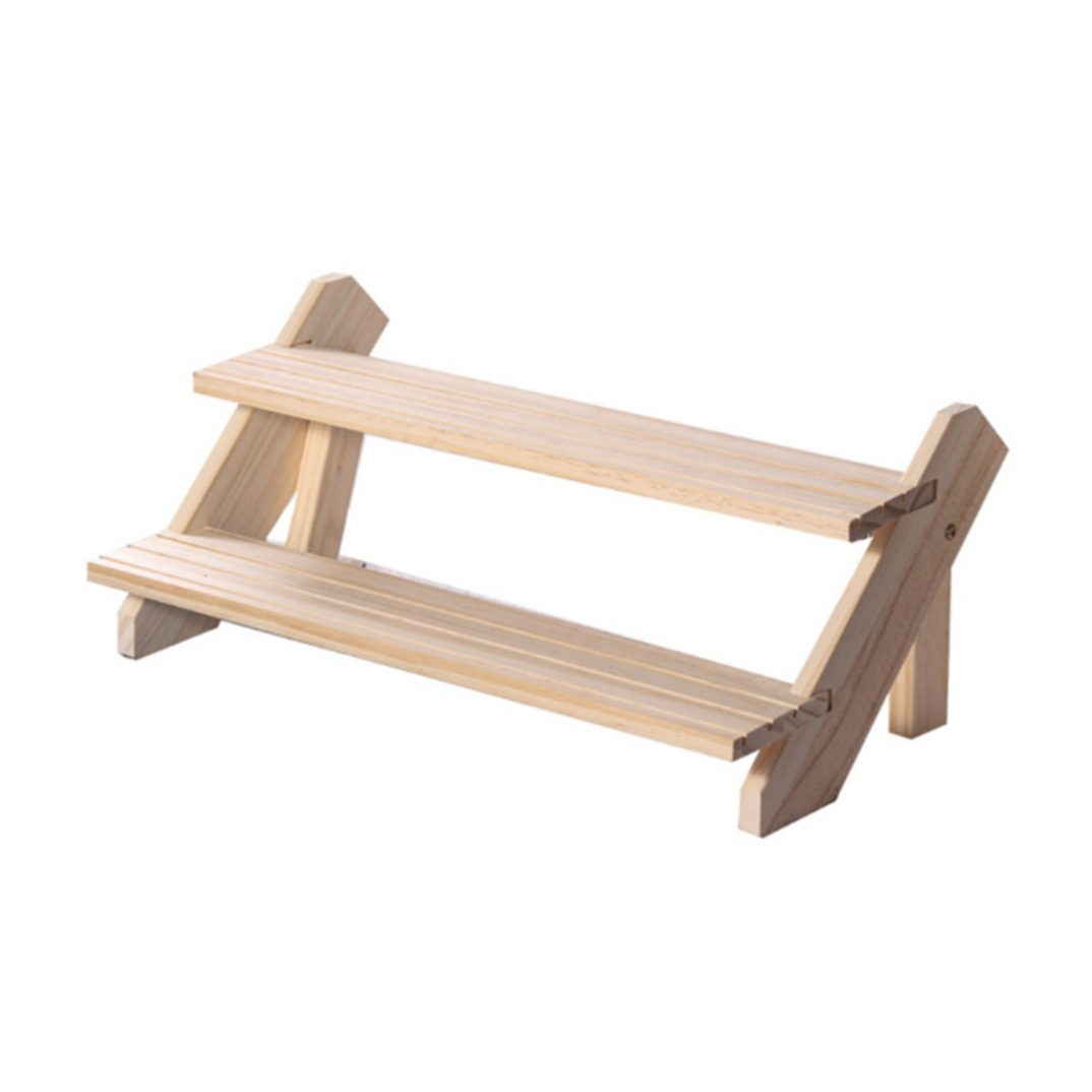 (39x23x16cm) Holz Pflanzen Treppe Blumen Leiter Deko Ablage Schmink Regal mit 2 Stufen - Braun