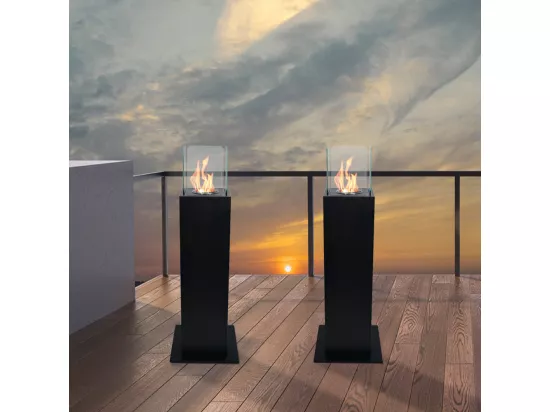 Cheminée à bioéthanol de jardin extérieur Capri 70 Noir - Chauffe jusqu'à 30m²