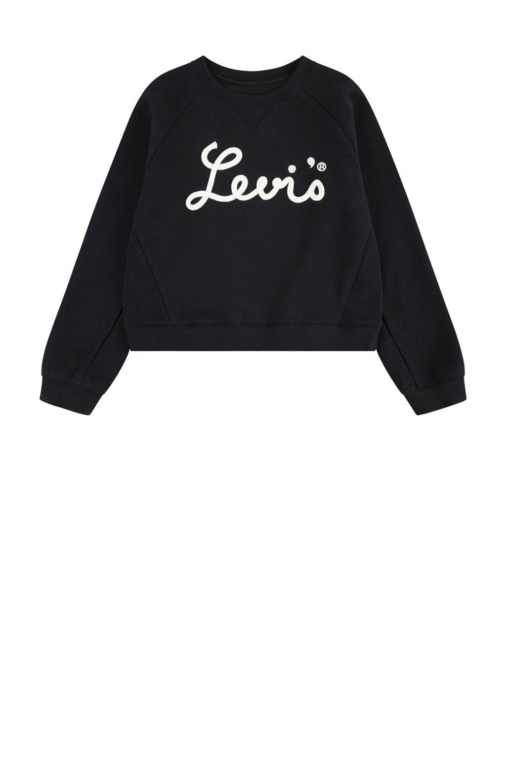 Levi's sweater MIXED TEXTURES met tekst zwart