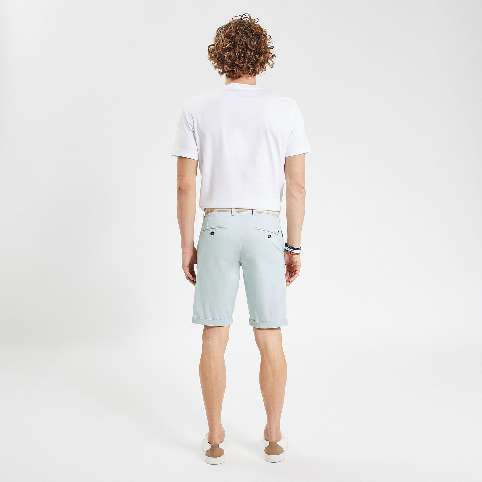 Bermuda chino uni avec ceinture Bleu clair