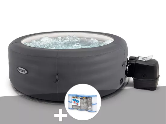 Kit spa gonflable Intex PureSpa Access rond Bulles 4 places + 6 filtres