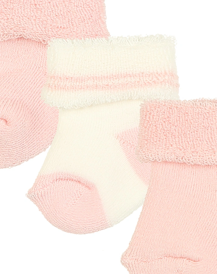 Erstlings-Socken PLÜSCH 6er-Pack in rosa/creme