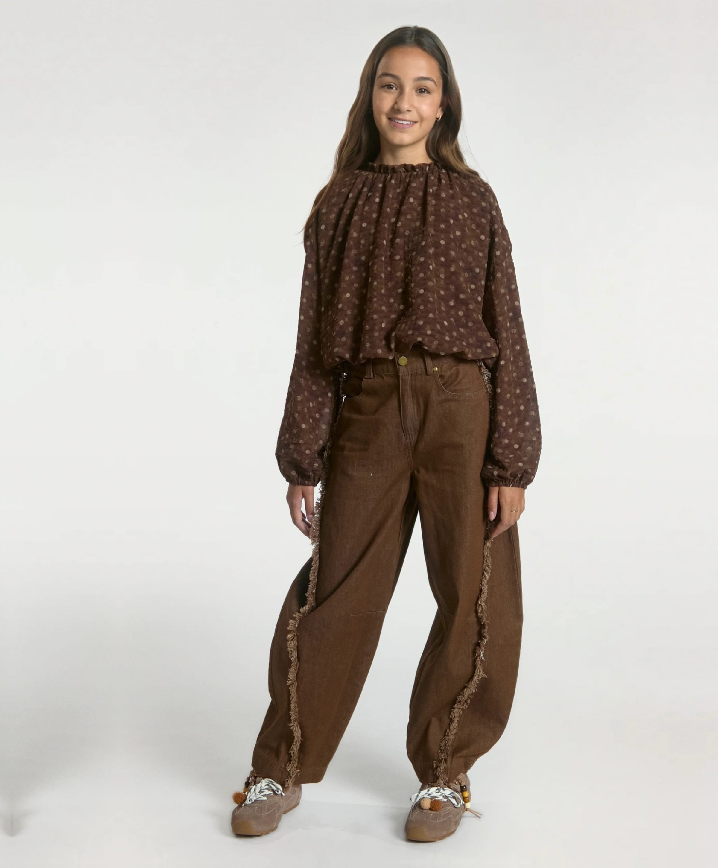 Aaiko Girls QUINN FRINGE CO 599 G meisjes jeans bruin