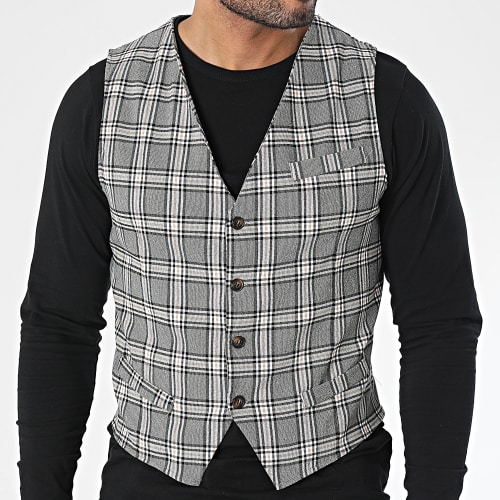 Gilet A Carreaux Gris