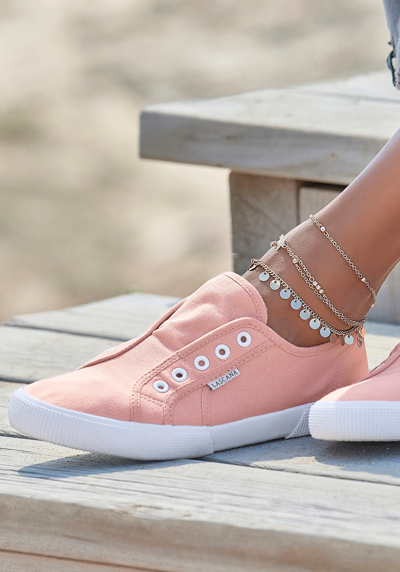 LASCANA Fusskette mit Anhänger »Boho Layer Look« Mehrreihige Fusskette, Fussketten Set, Fusskettchen mit Anhänger