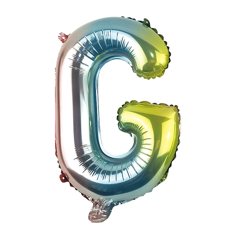 Folieballon G - regenboog metallic - 30 cm