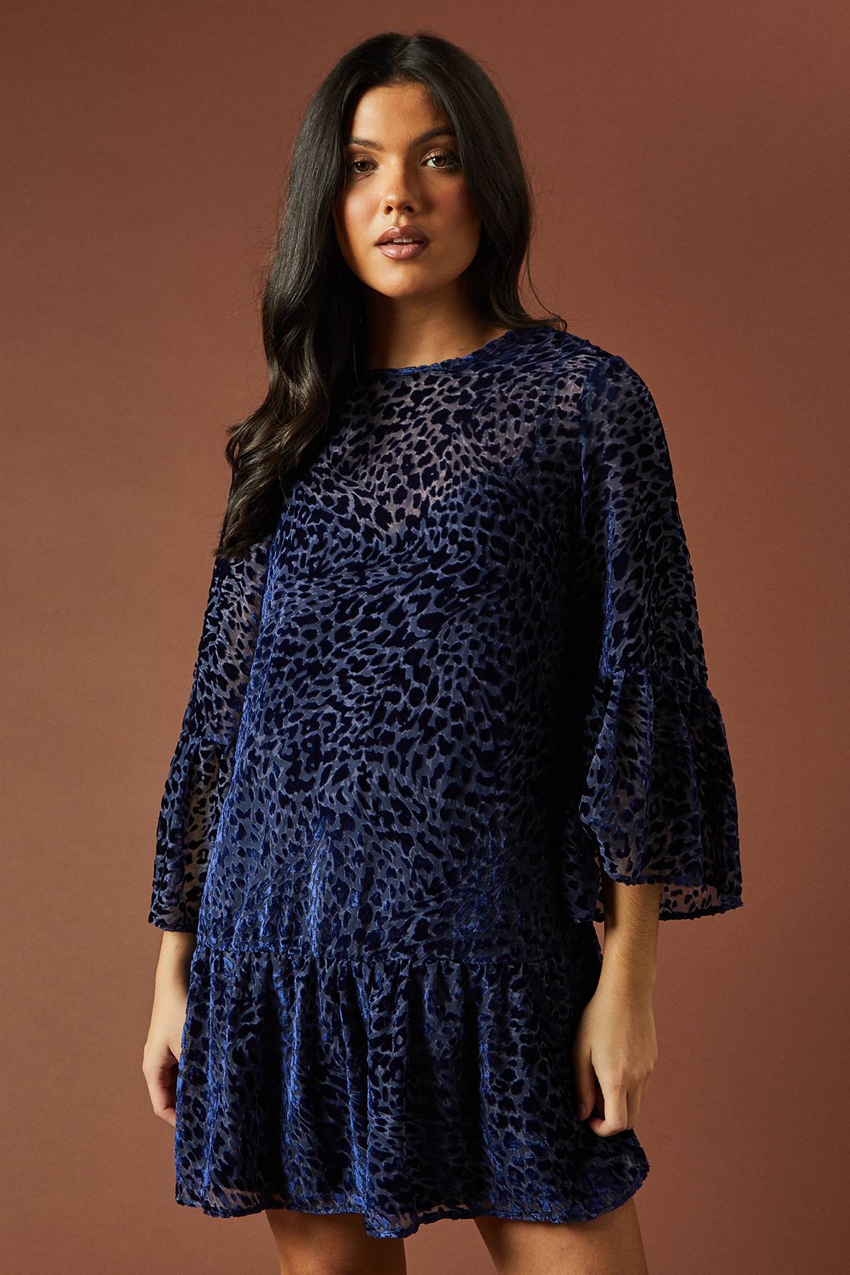 Oasis Robe Mini en Velours Imprimé Animalier