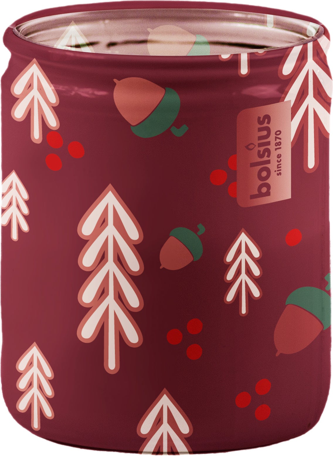 Bolsius geurkaars True Glow Winter Spices rood 23 uur D 6,8 H 8,2 cm