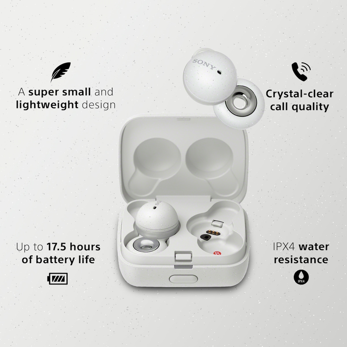 Sony LinkBuds helt trådløse in-ear hodetelefoner (hvit)