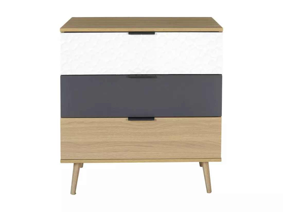 KRAK - Commode Aspect Bois et Motif Craquelé Blanc
