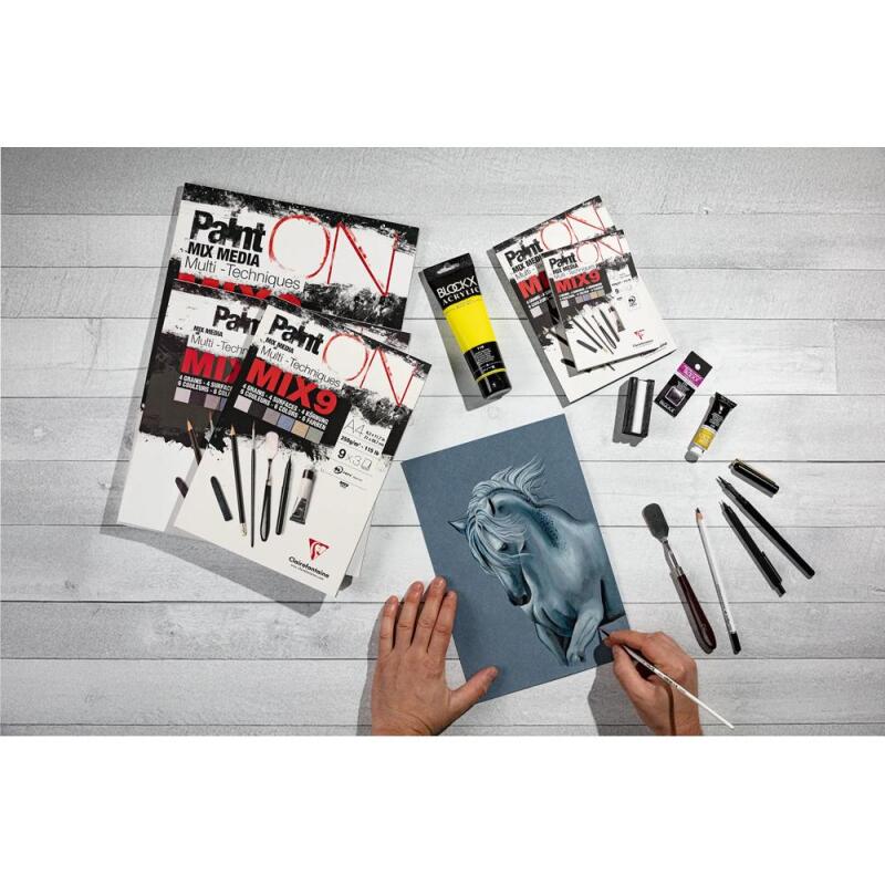 PaintON Mix 9 bloc collé 27F A5 250g assorti 9x3F