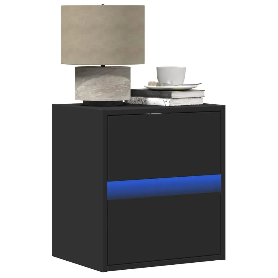 vidaXL - Zwevend LED Nachtkastjes met 2 lades - Zwart - 41x31x45 cm - 2 stuks