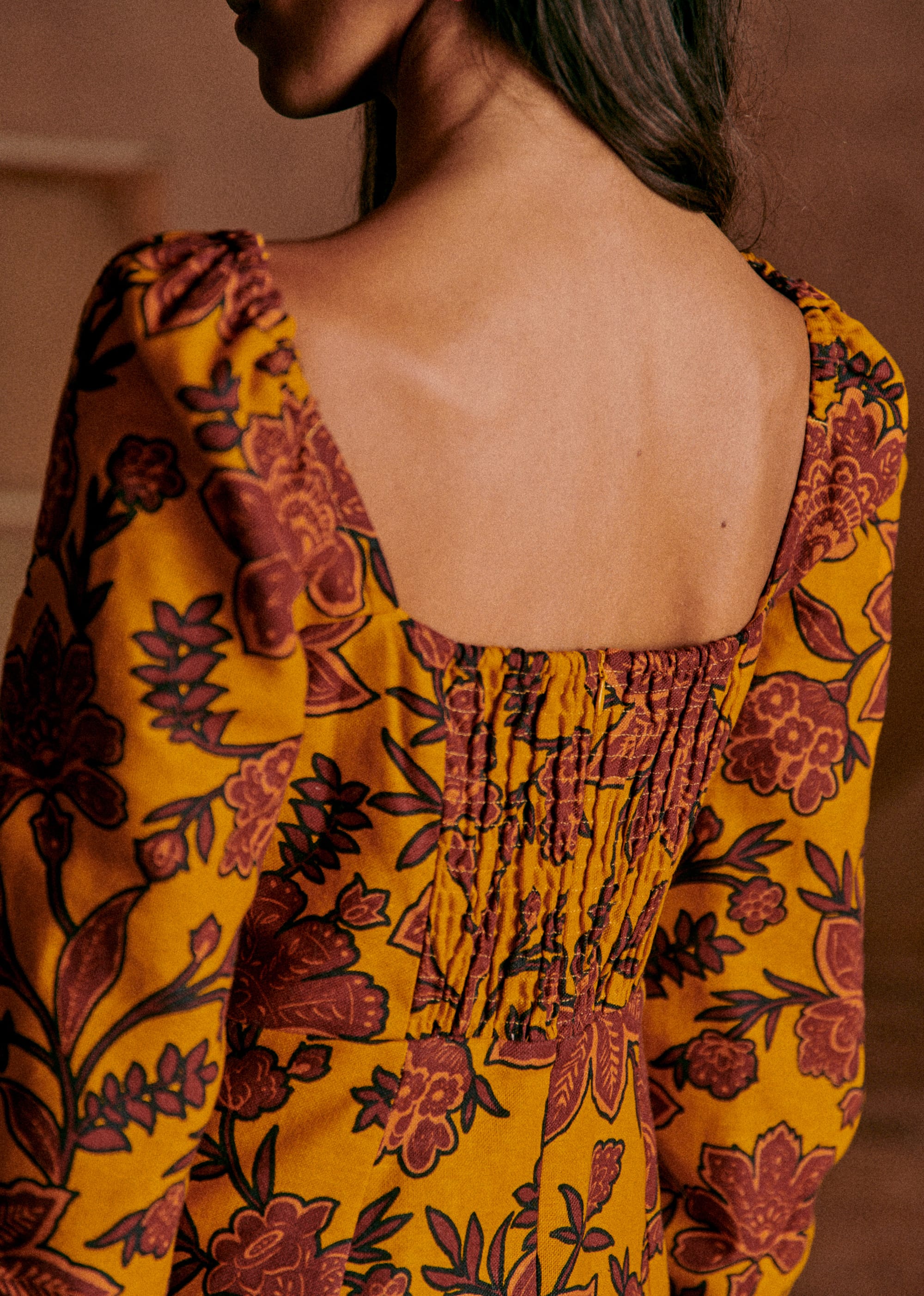 Robe Carola - Fleurs fond ocre - E-SHOP/ROBES 5905183