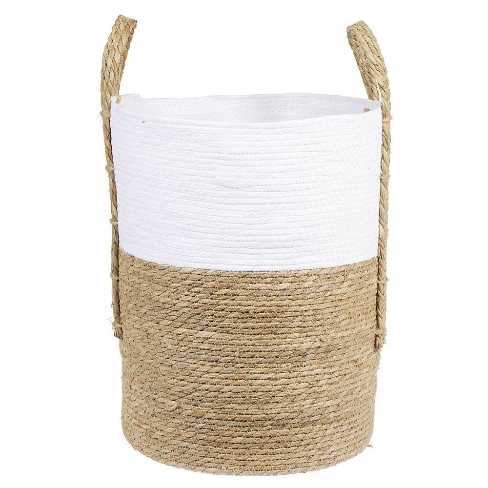 Panière ronde blanc naturel Ø40xH50 cm