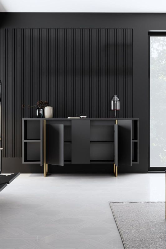 Emob - Woody Fashion Console - Dressoir - Goud - MDF - 18mm Dikte