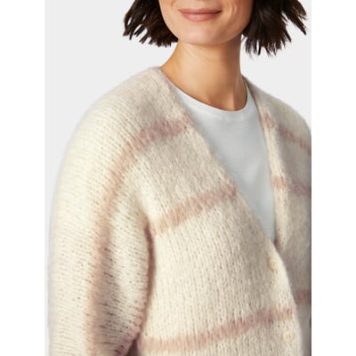 Damen-Strickjacke Halbarm gestreift, Natur