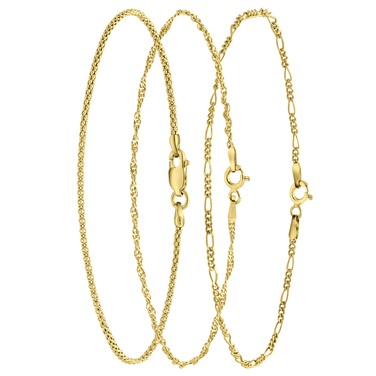 Gerecycled zilveren goldplated set met drie armbanden