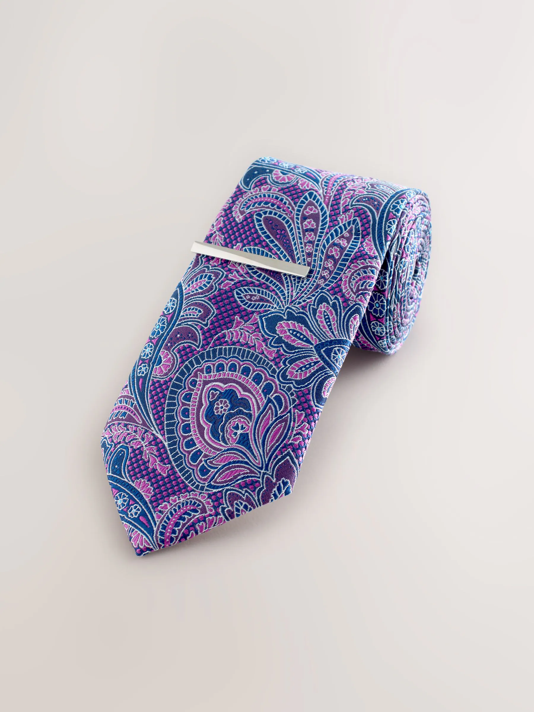 Paars - Stropdas met paisleymotief en stropdas