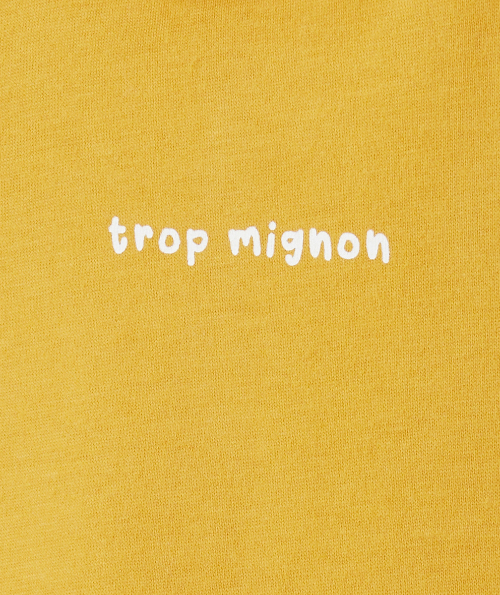 T-SHIRT À MANCHES COURTES BÉBÉ GARÇON EN COTON BIO JAUNE AVEC MESSAGE MIGNON