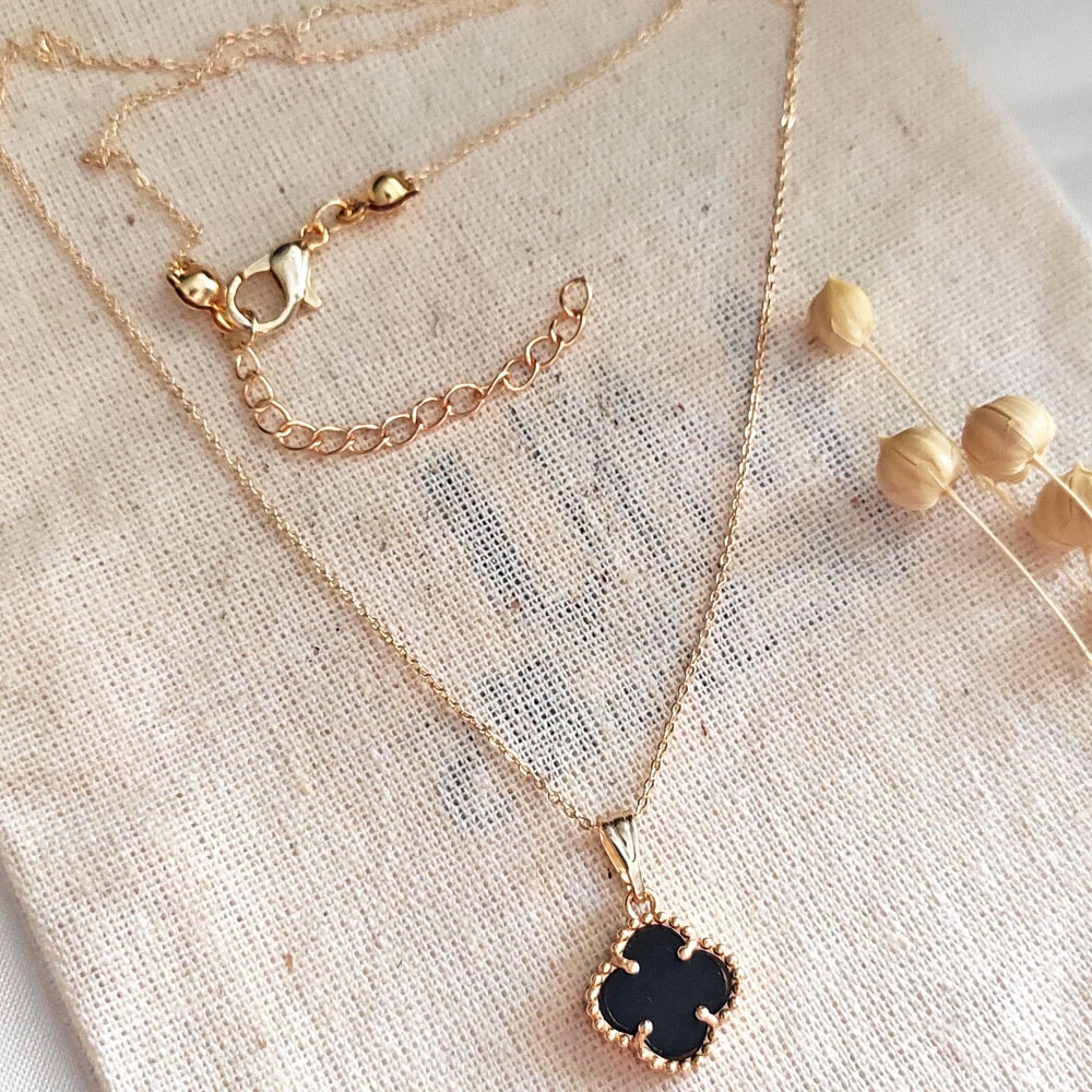 Collier trèfle - Laiton plaqué or & perle de nacre