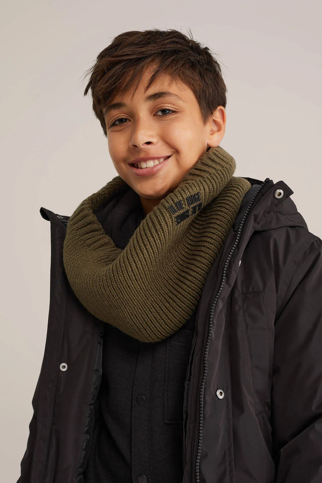 WE Fashion Blue Ridge gebreide colsjaal Hidde bruin