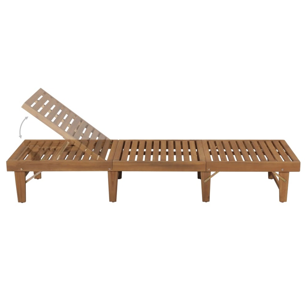 Transat chaise longue bain de soleil lit de jardin terrasse meuble d'extérieur pliable avec coussin bois d'acacia solide 02_0