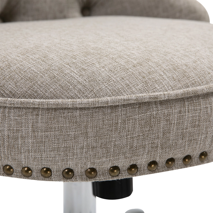 HOMCOM Polsterstuhl mit Chesterfield-Lehne hellgrau