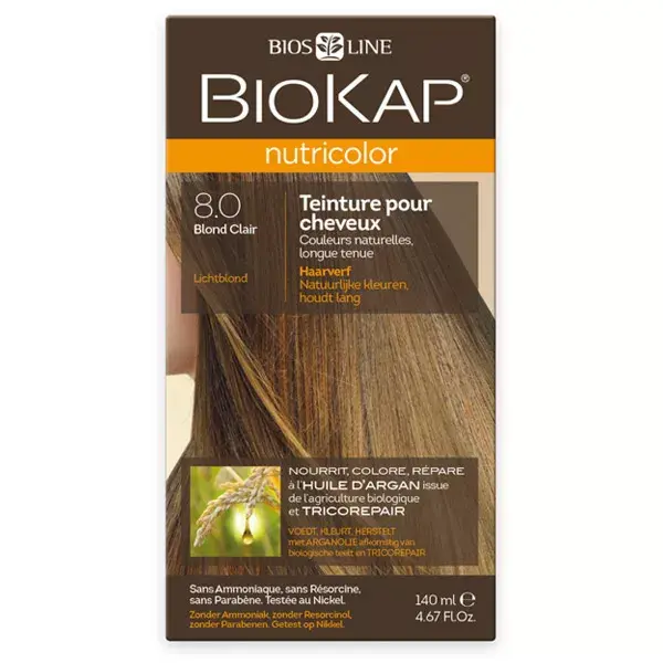 Biokap Nutricolor Tinta para Cabelo 8.0 Louro Claro 140ml