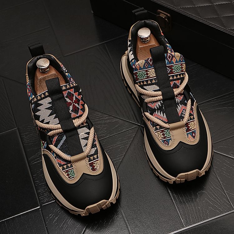 Mr Ozera - Platform veterschoenen met patroon van imitatieleer