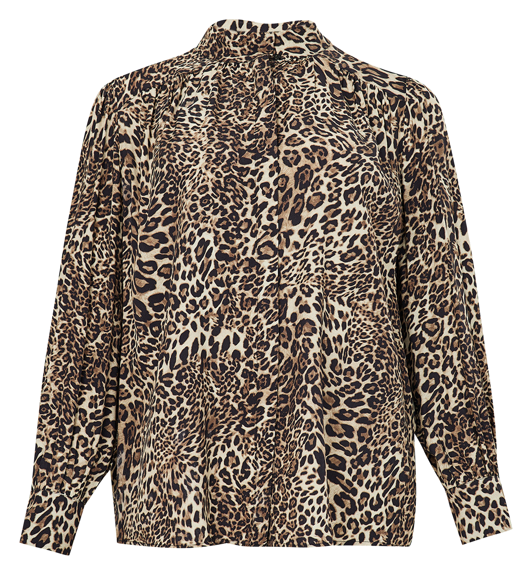 Chemise col mao imprimée | Marron