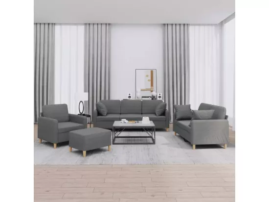 Ensemble de canapés 4 pcs coussins gris foncé tissu