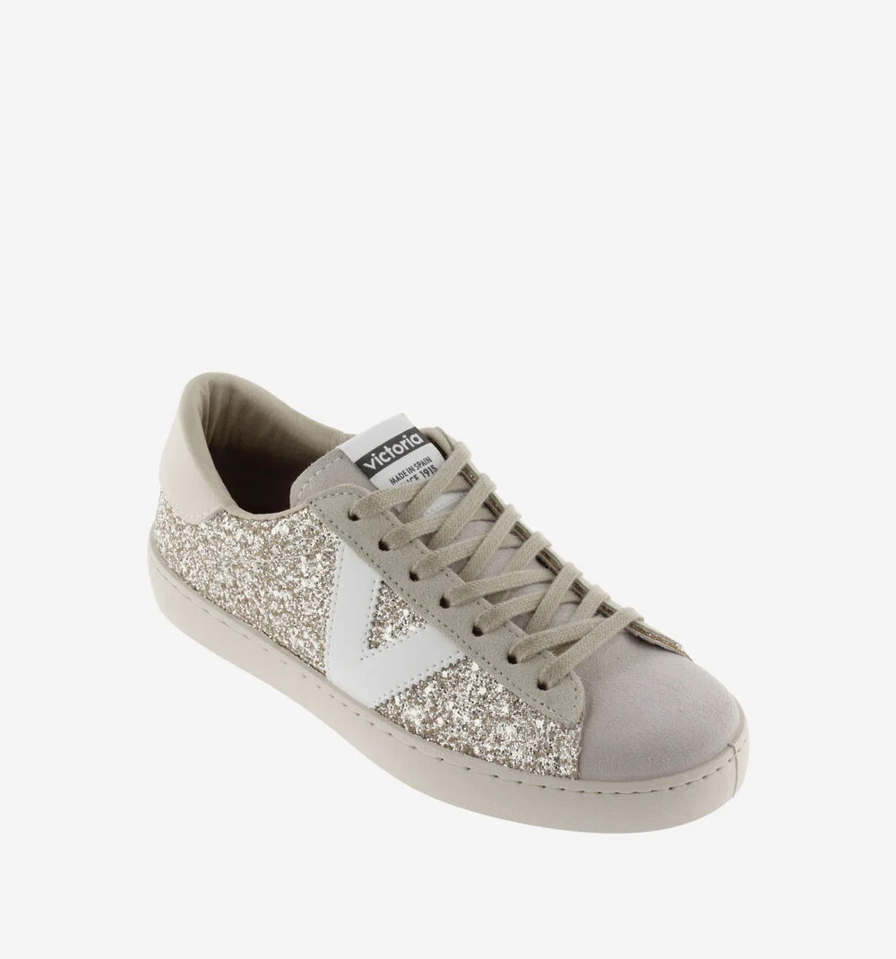 BERLÍN GLITTER Baskets glitter pour femme PLATINO