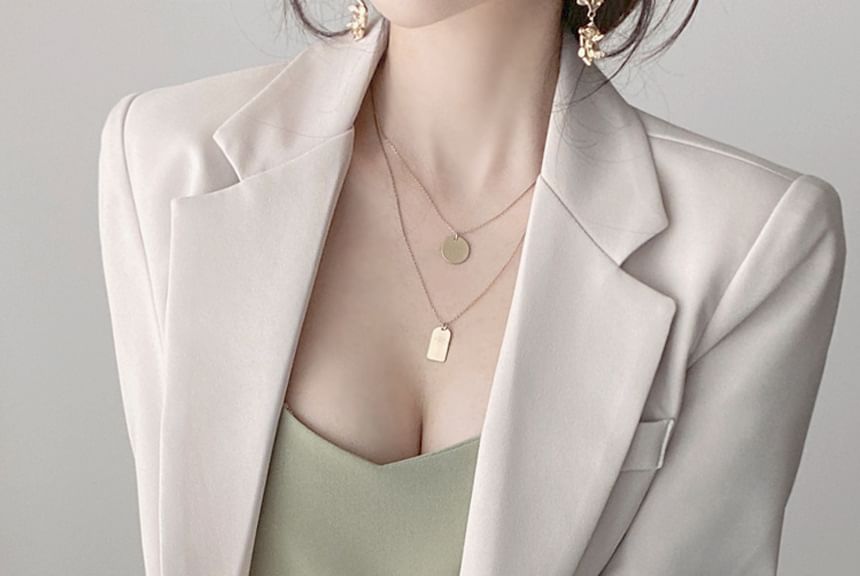 darkroesin - Blazer met inkeping, revers en strikceintuur