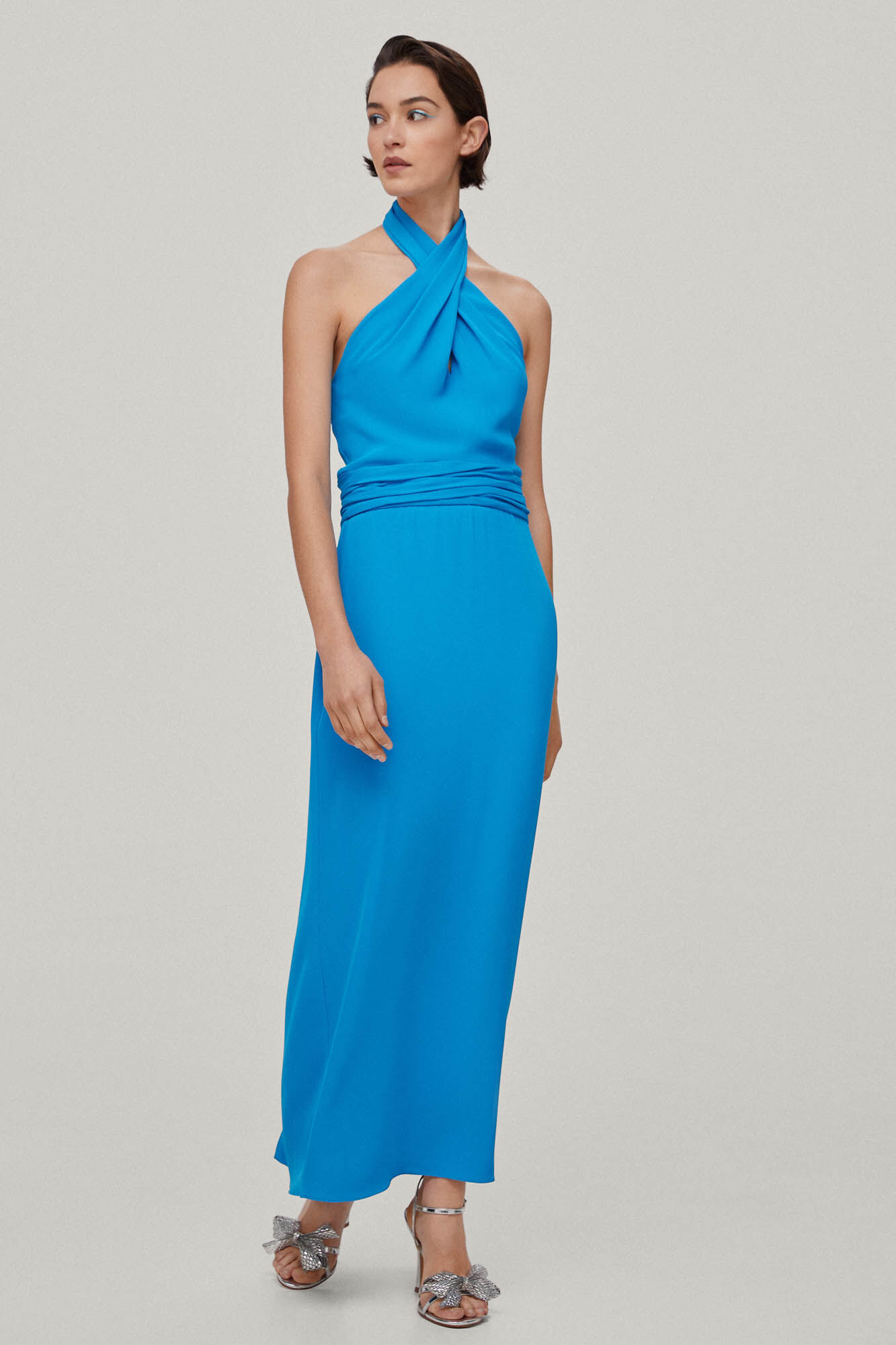 Chabeli Vestido midi liso - Azul