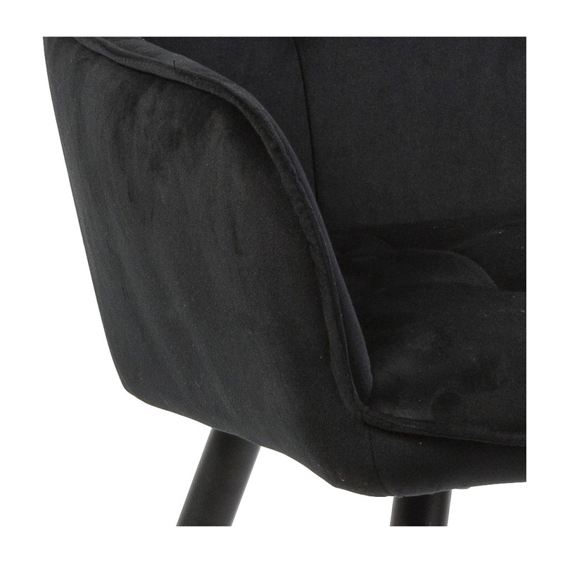 Eetkamerstoel velvet met armleuning - zwart - 87x56.5x43 cm