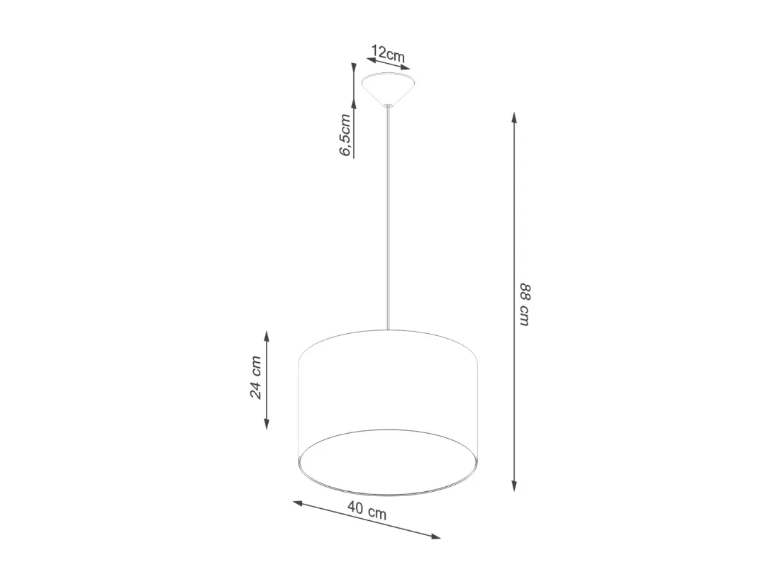 Lampes suspendues Nova minimaliste en tissu/PVC - 1 sources lumineuses - L.40 x H.88 cm - noir