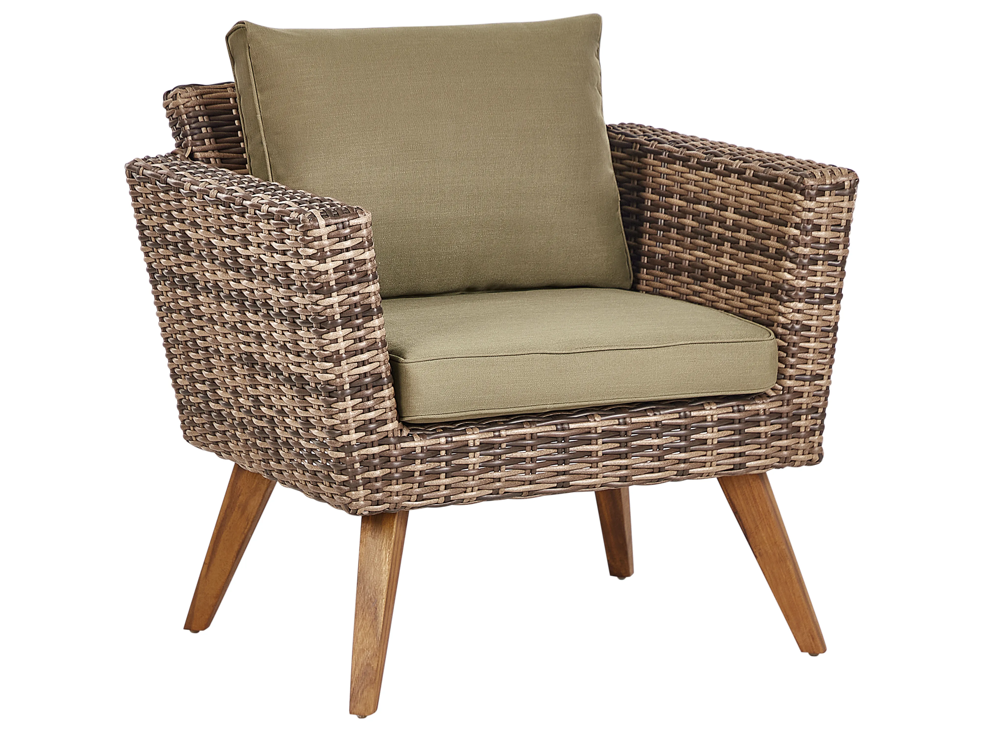 Loungeset met tafel 4-zits VITTORIA PE rotan Olijfgroen