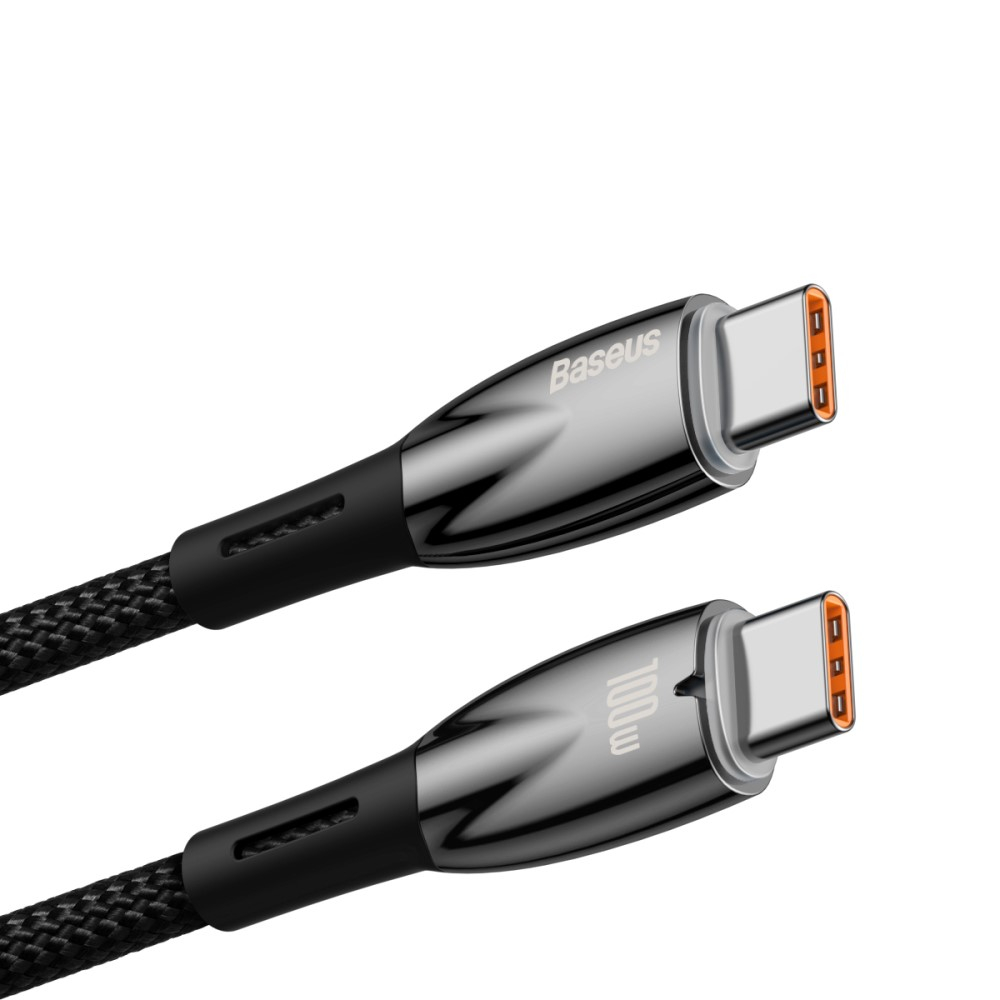 (1m) 100W USB C auf USB C Ladekabel Nylon Datenkabel PD - Schwarz