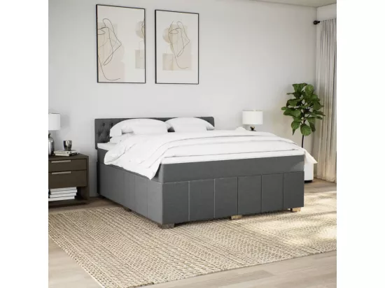 Sommier à lattes de lit avec matelas Gris foncé 180x200cm Tissu