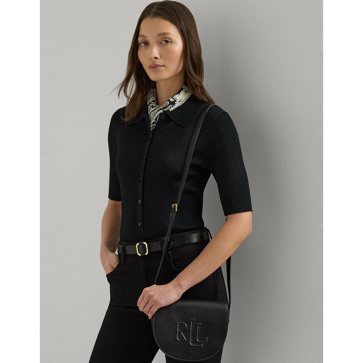Bolsa de ombro média em couro Lauren Ralph Lauren Witley