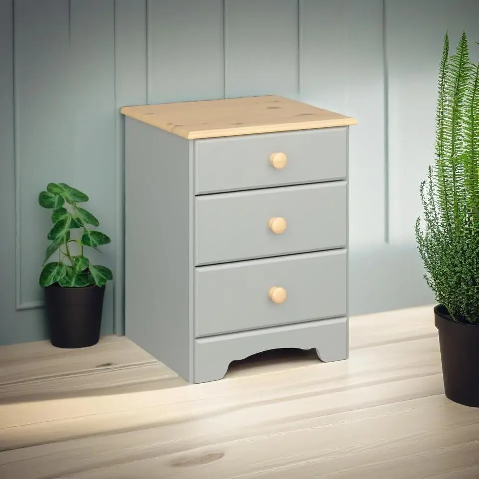 Hioshop Nilon nachtkastje 2 stuks 3 laden grijs