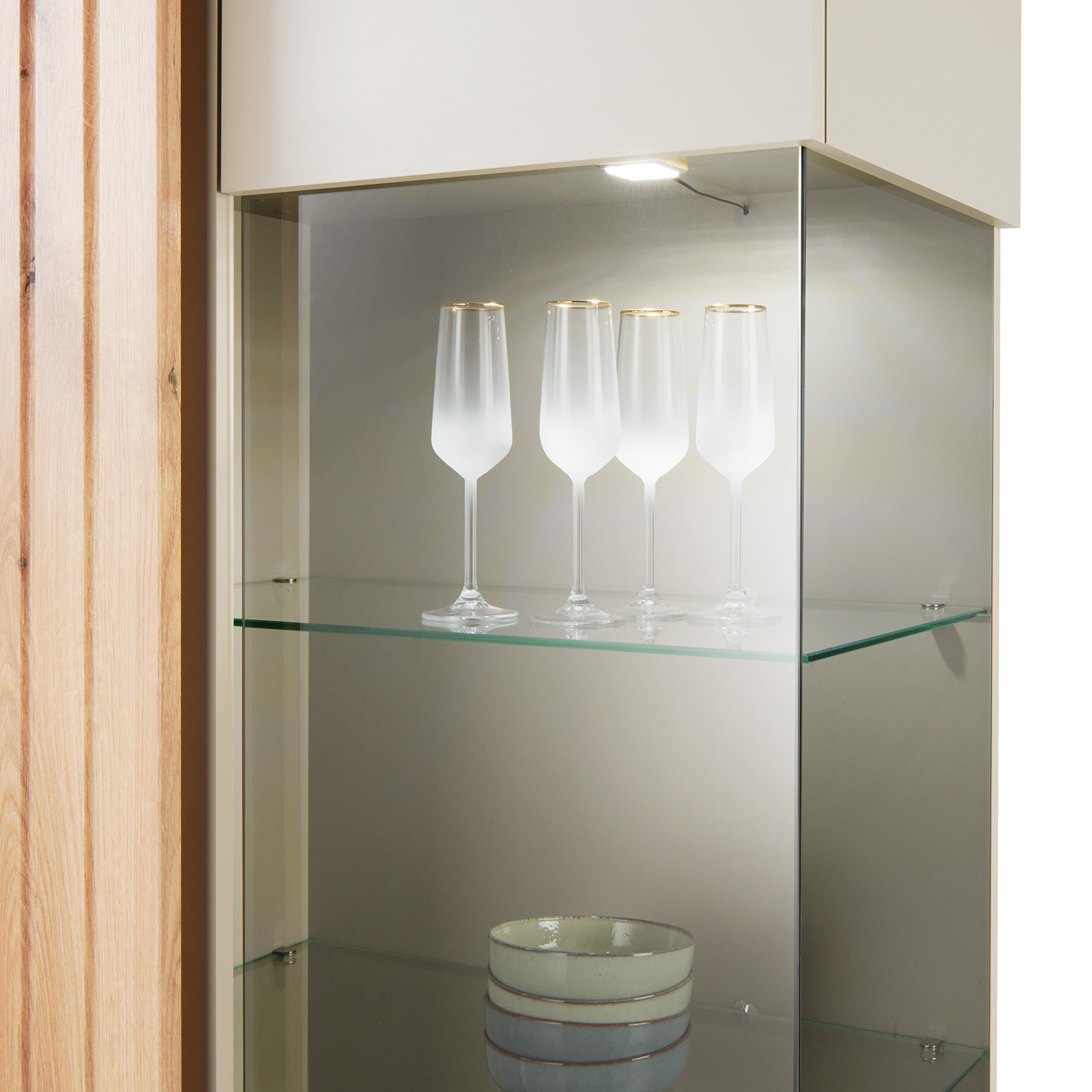 Standvitrine SANTANA - Coast Evoke Eiche-kieselgrau - 203 cm