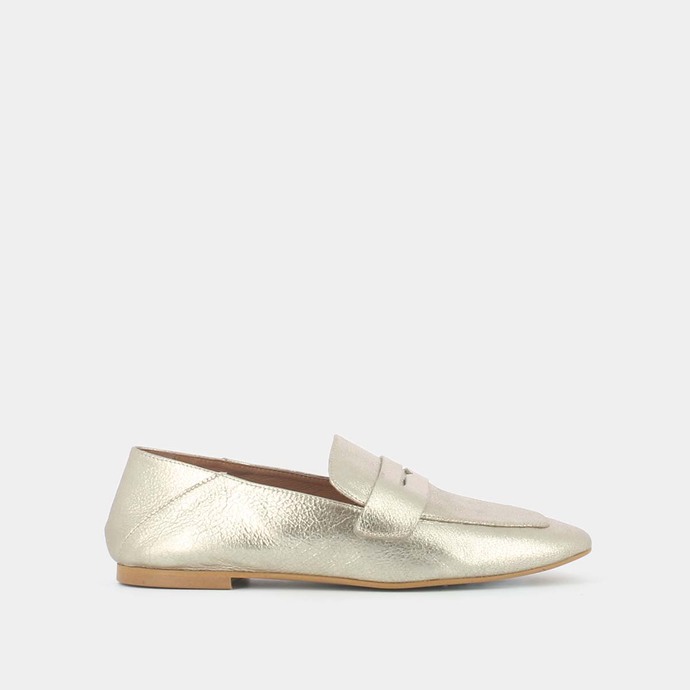 Mocassins  en cuir platine
