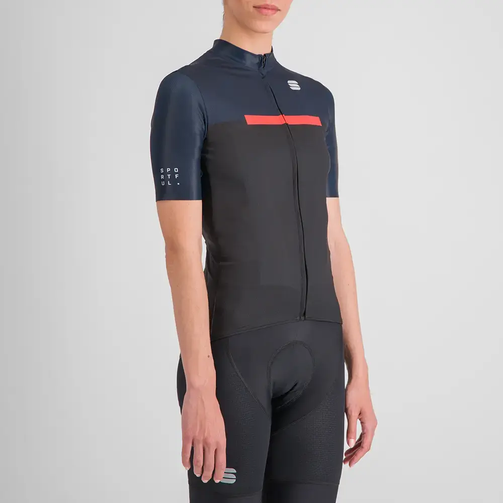 Sportful Pista Fietsshirt Korte Mouwen Donkerblauw/Zwart Dames