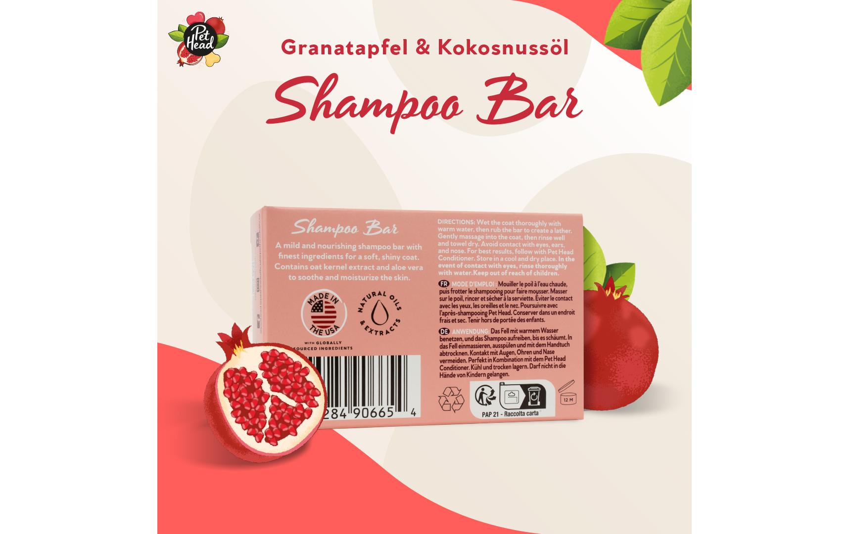 Festes Shampoo Granatapfel 85 g3-in-1 Shampoo für Hunde