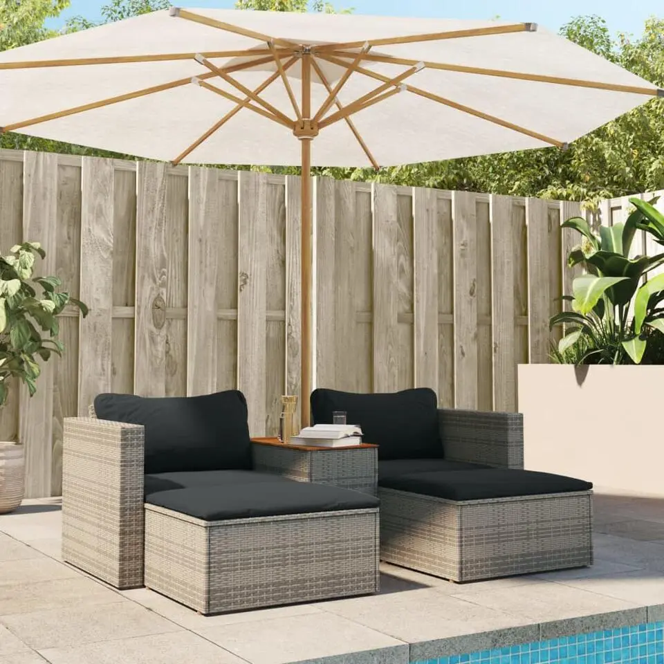 vidaXL - Loungeset - Grijs - Poly rattan