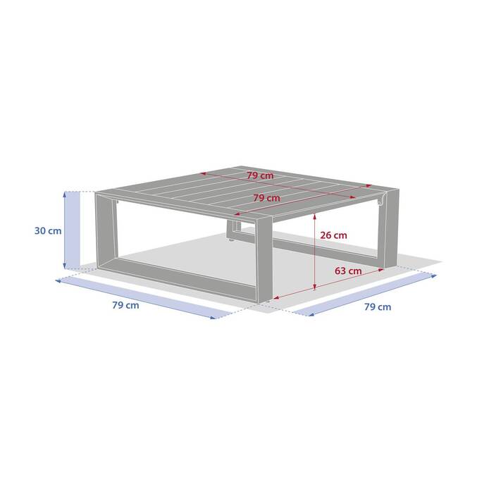 Table basse de jardin carrée ALLURE Graphite