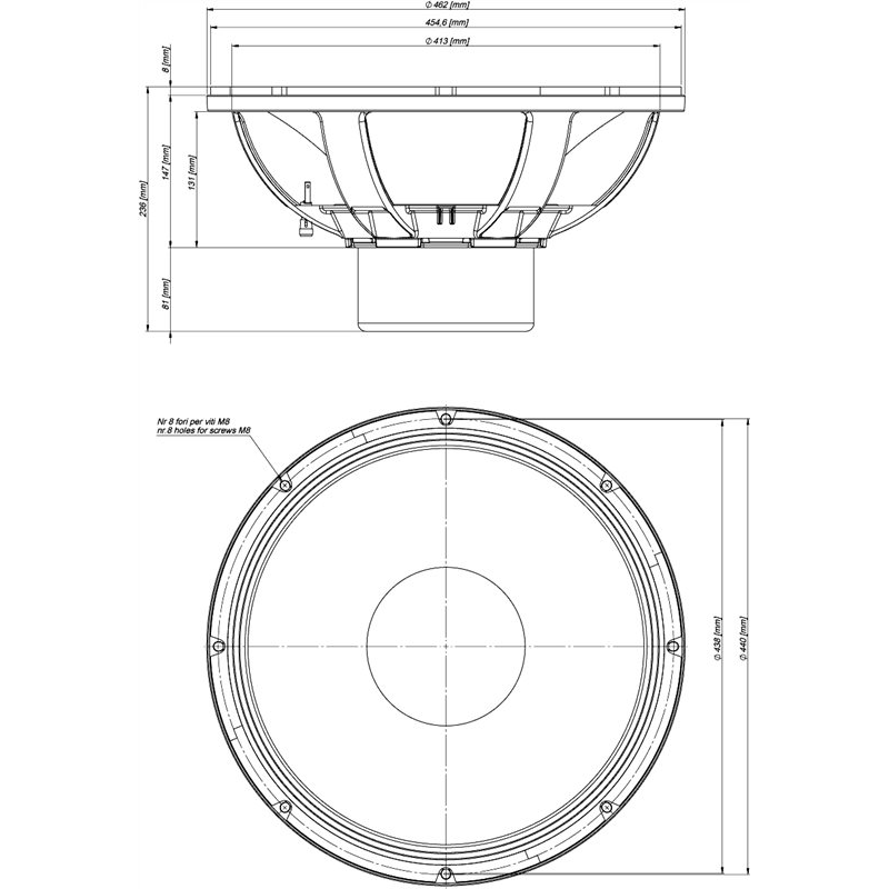 18 Sound 18NLW9601 18 inch bass-luidspreker 1800W 8 Ohm